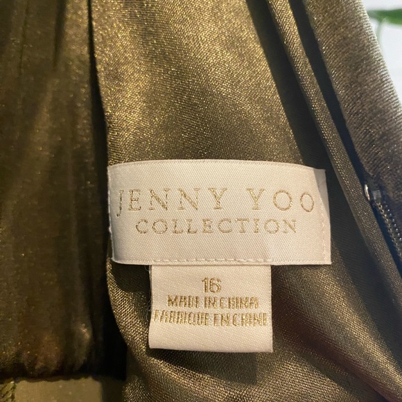 Jenny Yoo Logan Deep-V Velvet Column Gown Sage Green Bridesmaid or Formal Event - Picture 8 of 8